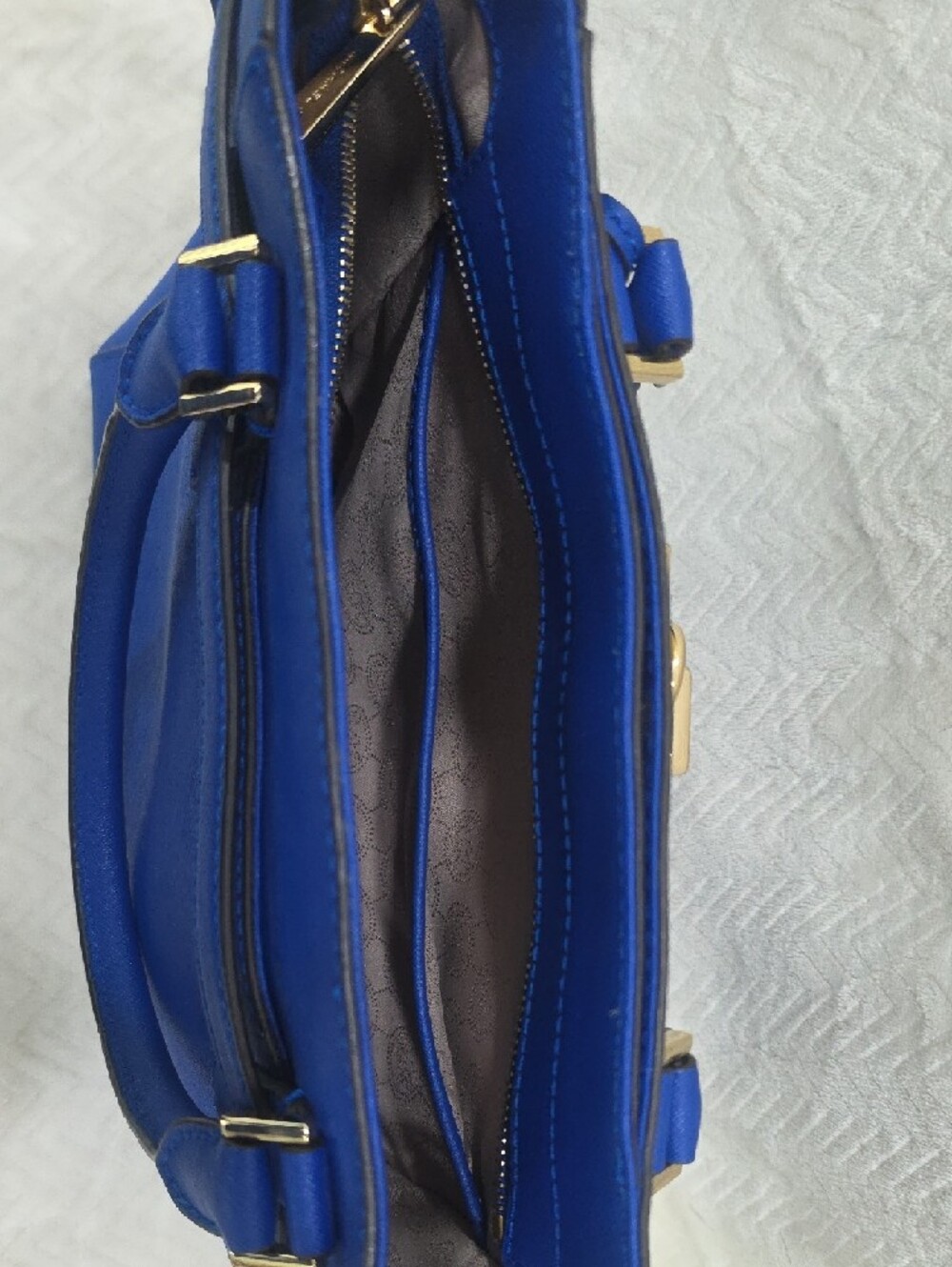 Michael Kors Royal Blue  Structured Handbag with Gold Hardware - Picture 9 of 11